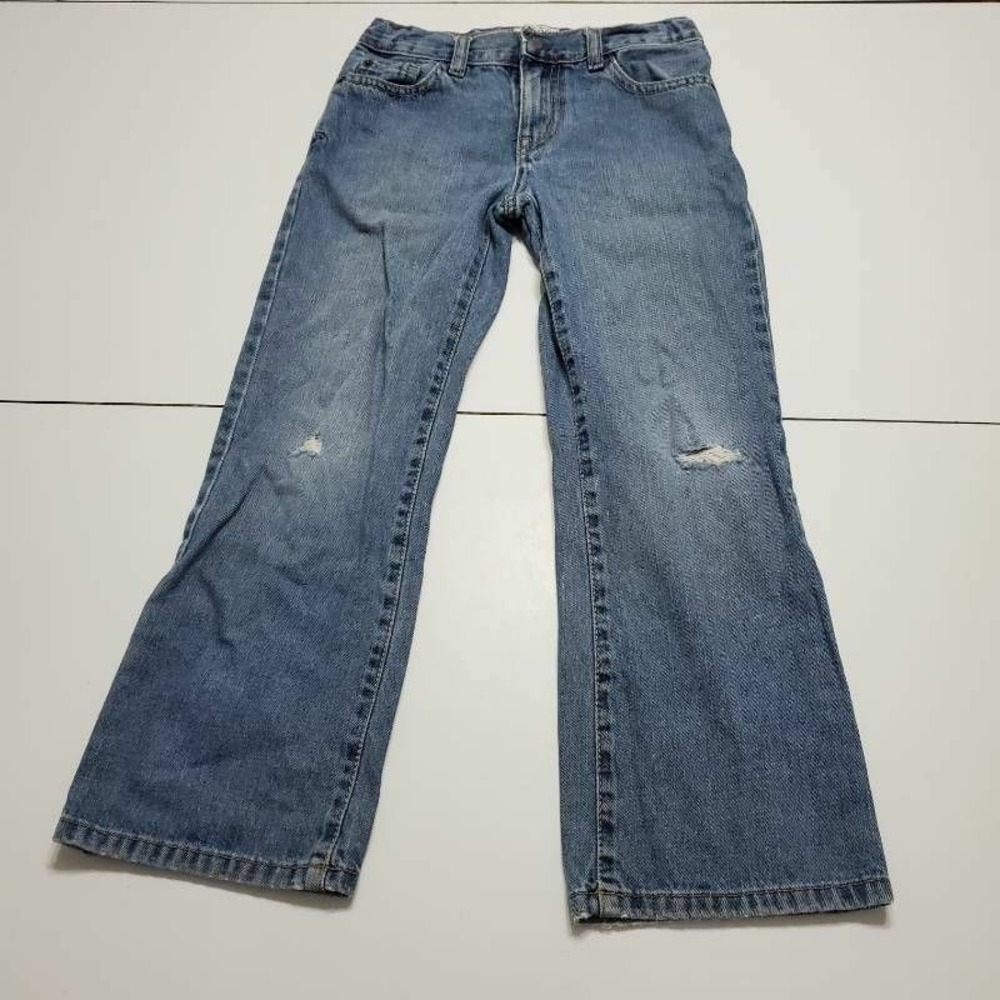 The Childrens Place Girls Bootcut Jeans Blue Medium Wash Distressed Pockets 7